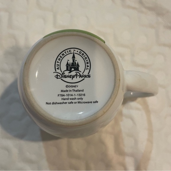 Tinkerbell Disney Parks Coffee Mug Bejeweled T White and Green Graphic Peter Pan - Picture 7 of 7